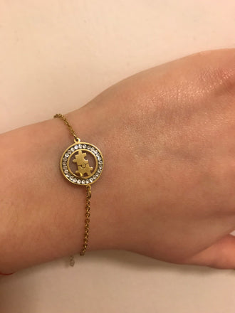 Crystal Puzzle Piece Bracelet for Autism Awareness