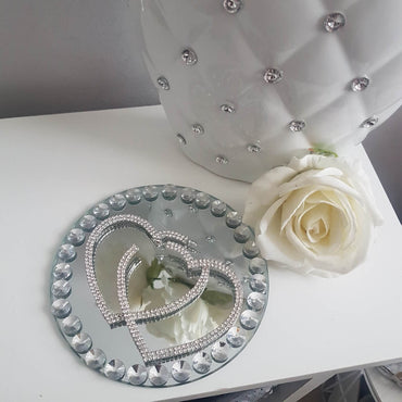 Mia Crystal Heart Hoop Earrings in Silver + Gold