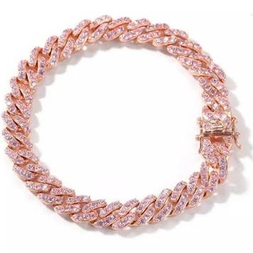 Celia Pink Ice + Rose Gold Cuban Link Curb Bracelet