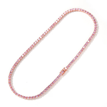Serena Pink Ice + Rose Gold Tennis Chain Necklace