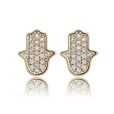 Hamsa Pavé Mini Studs • Sterling or Vermeil
