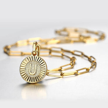 Round Monogram Initial Lariat Pendant Necklace