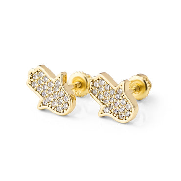 Hamsa Pavé Mini Studs • Sterling or Vermeil